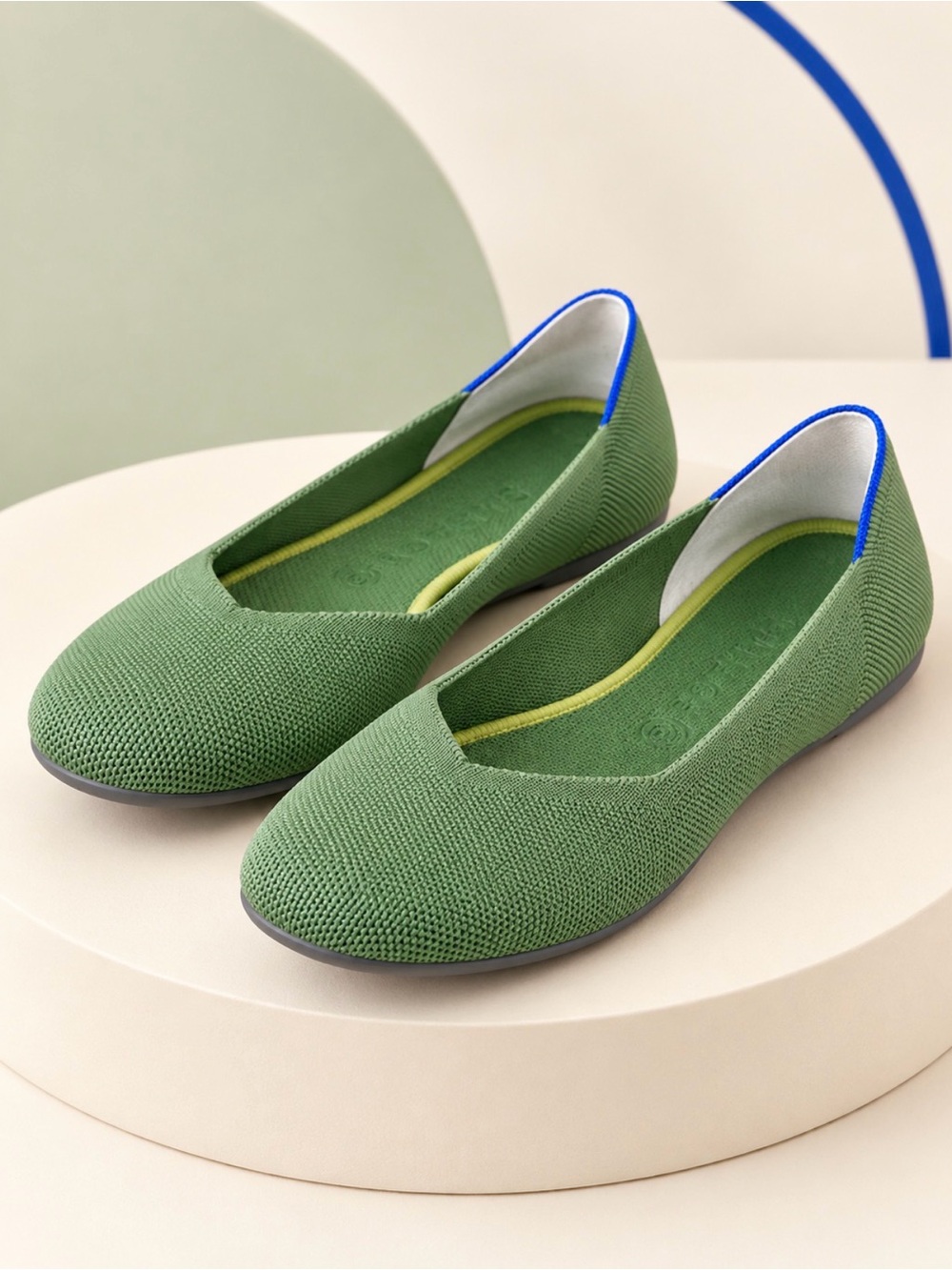 Rothy’s The Flat Olive Green Blue Halo Washable Ballet Flats Women’s 9